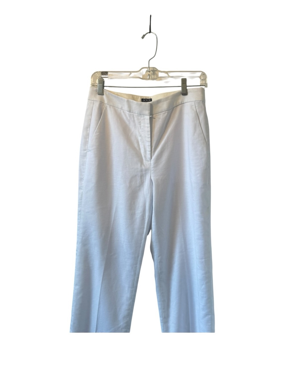 J.Crew Kate Straight-Leg Pant Stretch Linen Blend White 4 - Picture 6 of 10